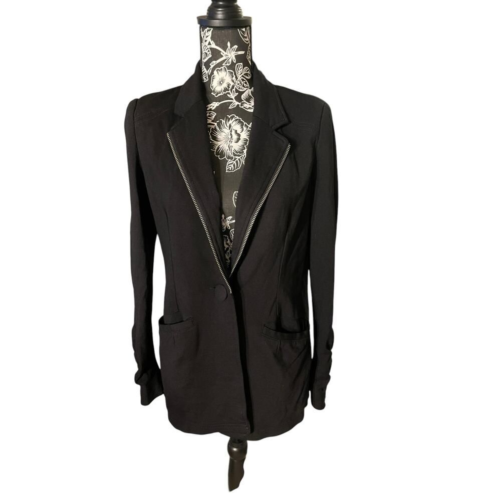 DKNY Jeans Black Jacket w/ Zipper Sleeves Size 10